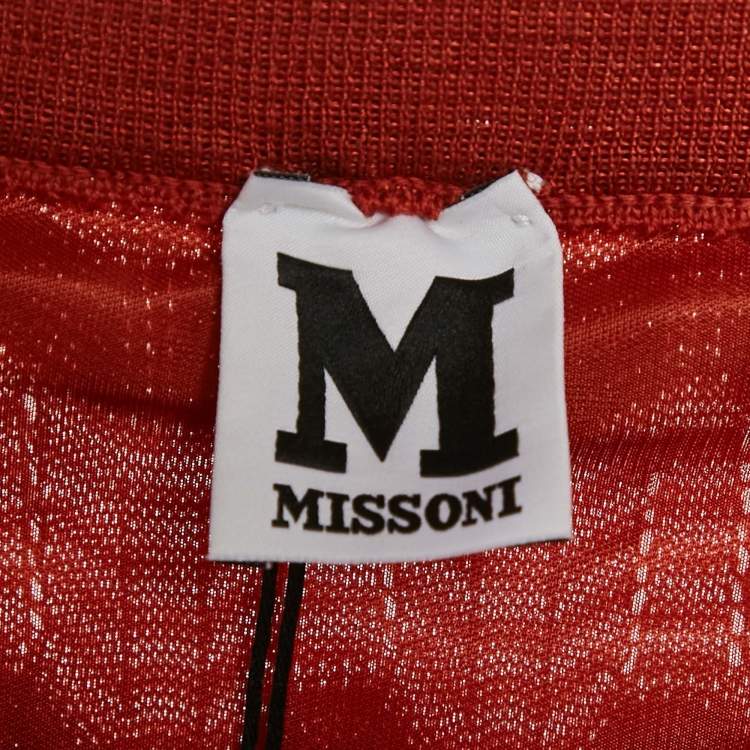 Pre Owned M Missoni Orange Patterned Knit Maxi Skirt L