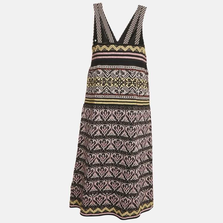 Pre Owned M Missoni  Metallic Lurex Knit V-Neck Sleeveless Midi Dress M