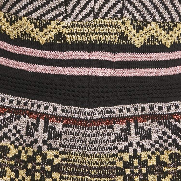 Pre Owned M Missoni  Metallic Lurex Knit V-Neck Sleeveless Midi Dress M