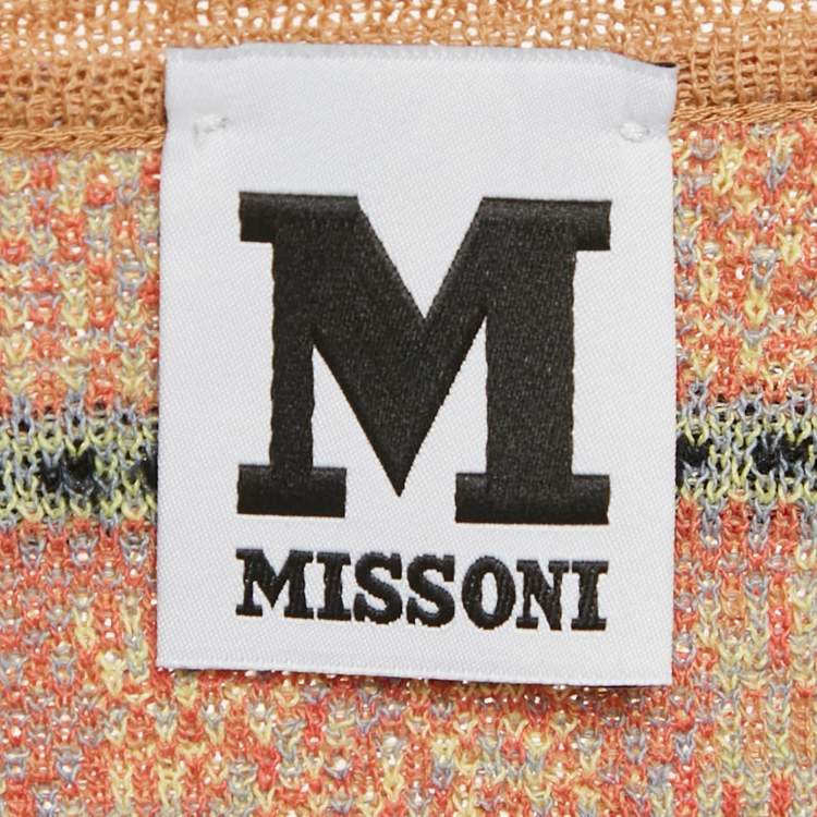 Pre Owned M Missoni Beige/Multicolor Pattern Knit Long Sleeve Top M