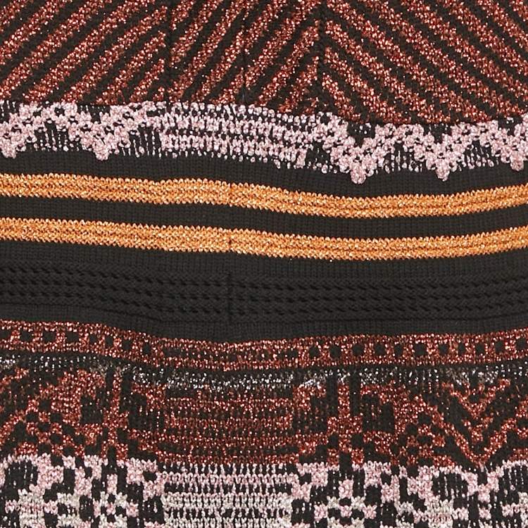 Pre Owned M Missoni Metallic Patterned Lurex Knit V-Neck Sleeveless Midi Dress L