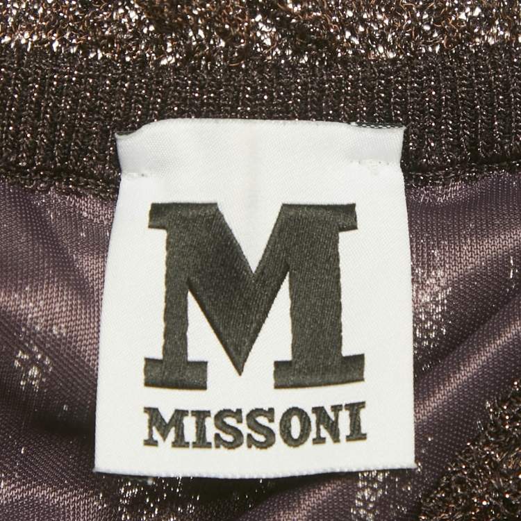 Pre Owned M Missoni Plum Purple Lurex Knit Gathered Maxi Dress L