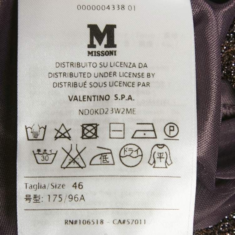 Pre Owned M Missoni Plum Purple Lurex Knit Gathered Maxi Dress L