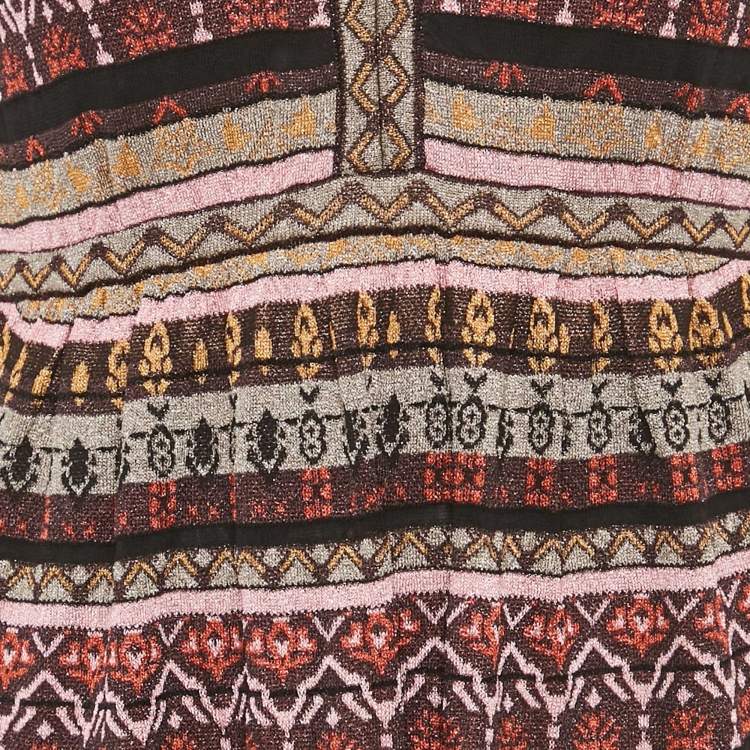 Pre Owned M Missoni Black/Purple Stripe Lurex Knit Sleeveless Maxi Dress M
