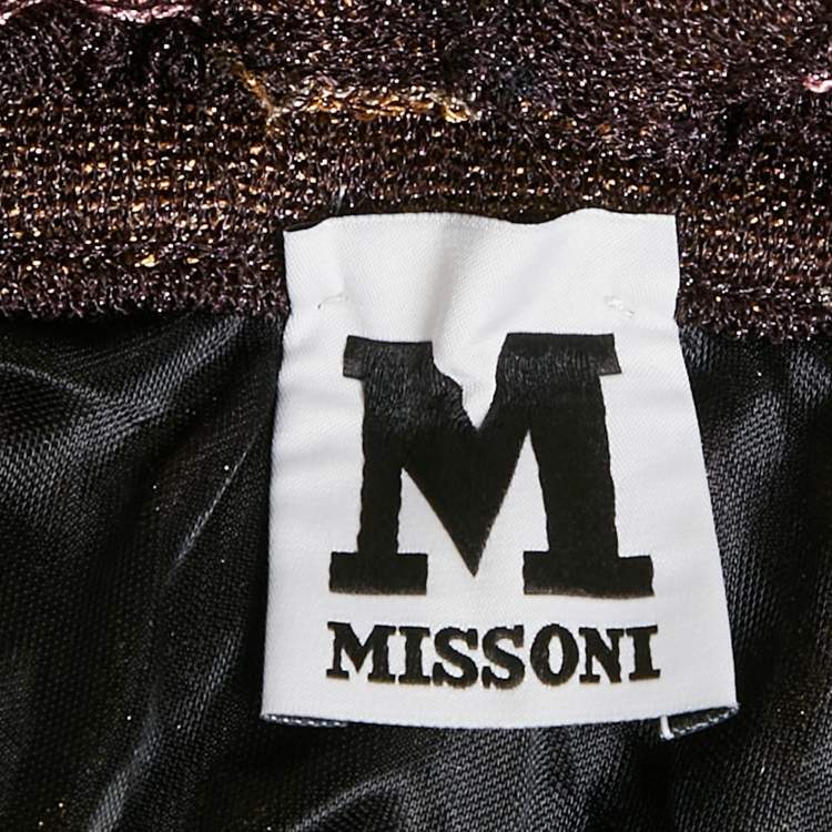 Pre Owned M Missoni Black/Purple Stripe Lurex Knit Sleeveless Maxi Dress M