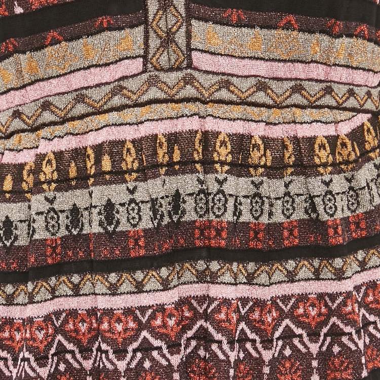 Pre Owned M Missoni Black/Purple Stripe Lurex Knit Sleeveless Maxi Dress S