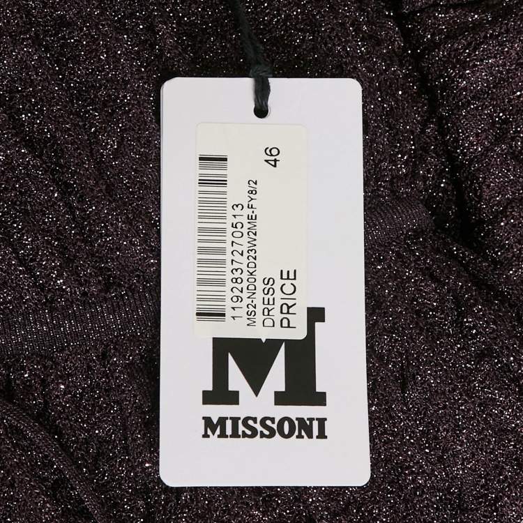 Pre Owned M Missoni Purple Plum Lurex Knit Pleated Maxi Dress L