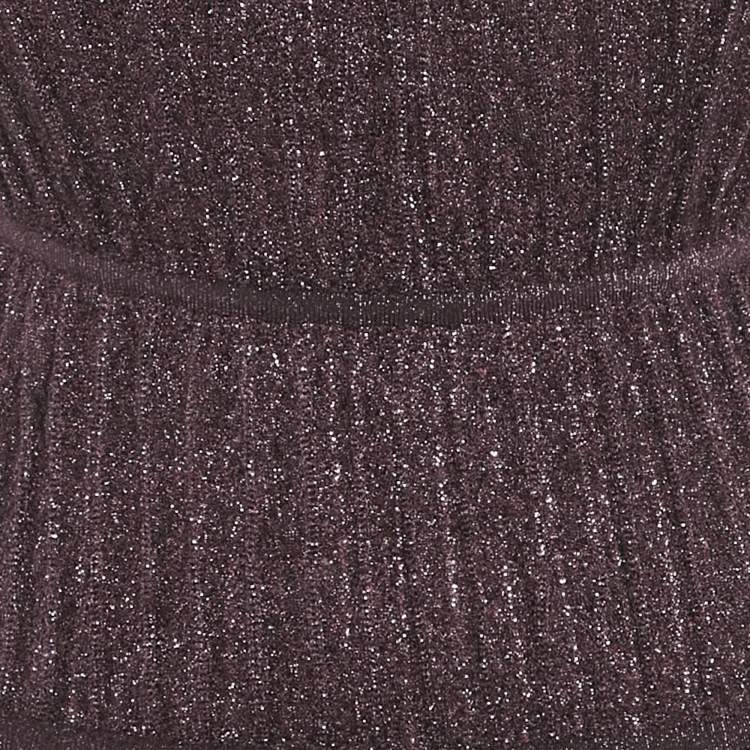 Pre Owned M Missoni Purple Plum Lurex Knit Pleated Maxi Dress L