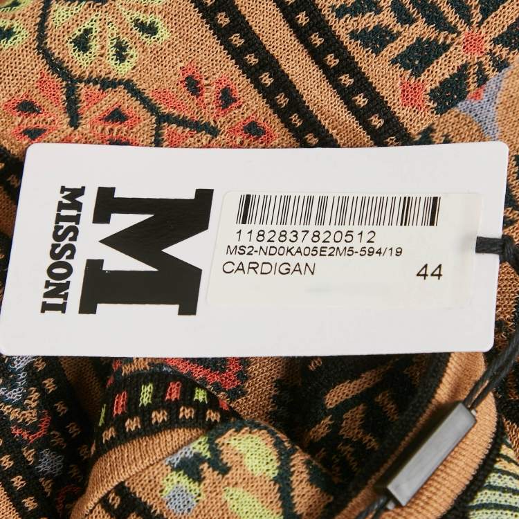 Pre Owned M Missoni Multicolor Patterned Knit Fabric Cardigan M