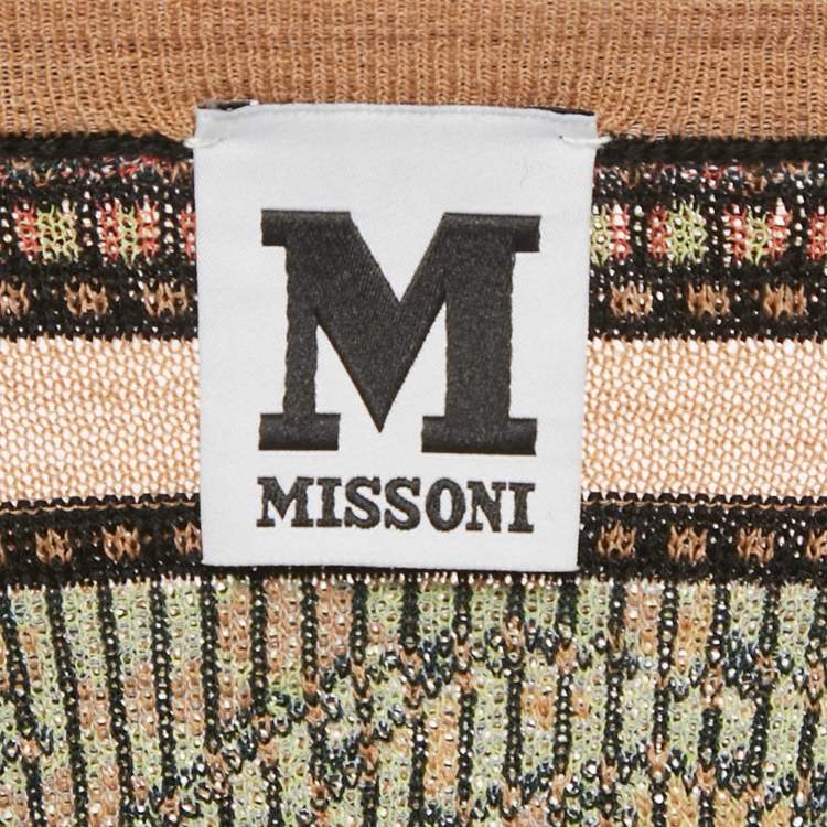 Pre Owned M Missoni Multicolor Patterned Knit Fabric Cardigan M