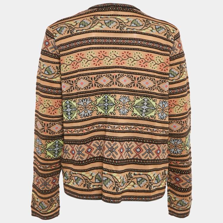 Pre Owned M Missoni Multicolor Patterned Knit Fabric Cardigan M