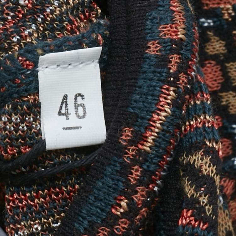 Pre Owned M Missoni Multicolor Patterned Knit Fabric Cardigan L