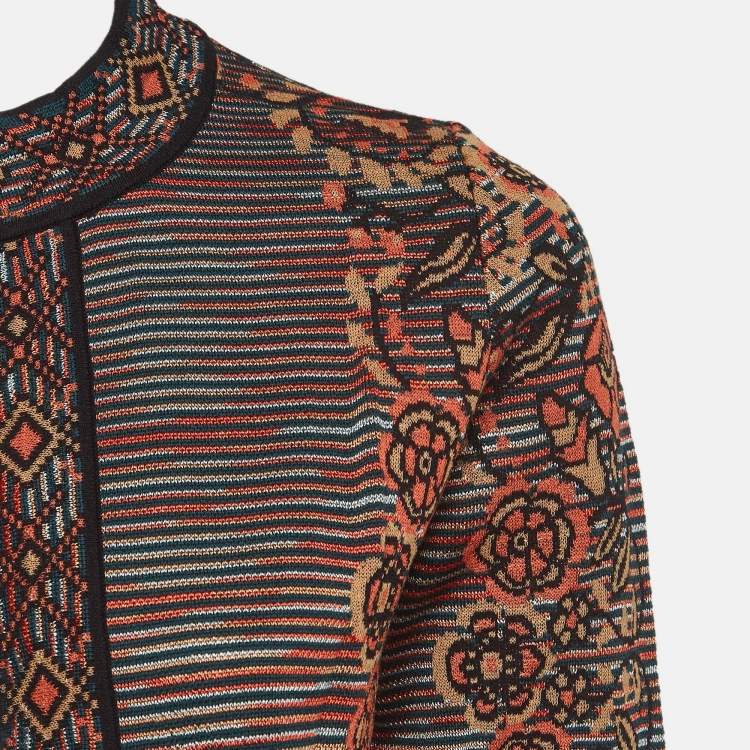 Pre Owned M Missoni Multicolor Patterned Knit Fabric Cardigan L