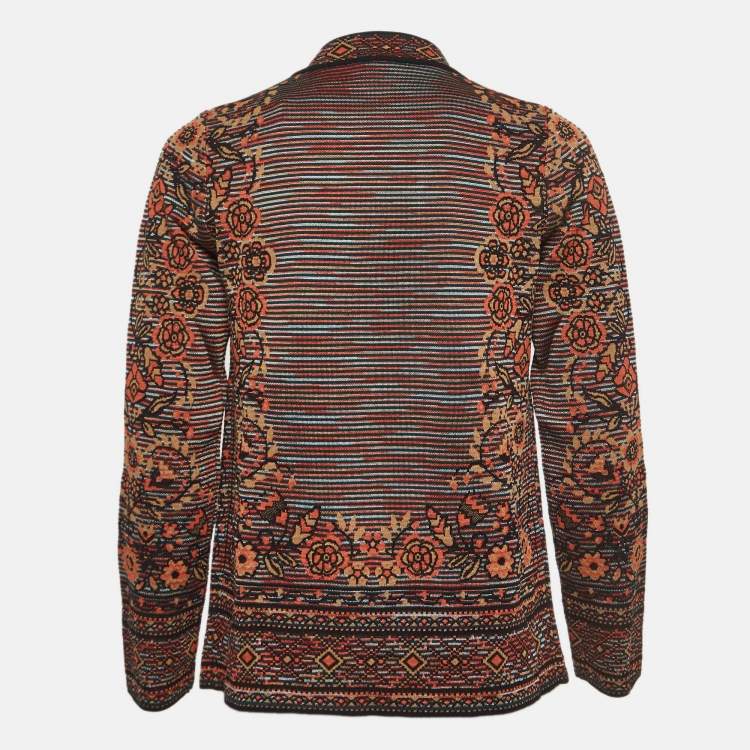 Pre Owned M Missoni Multicolor Patterned Knit Cardigan M