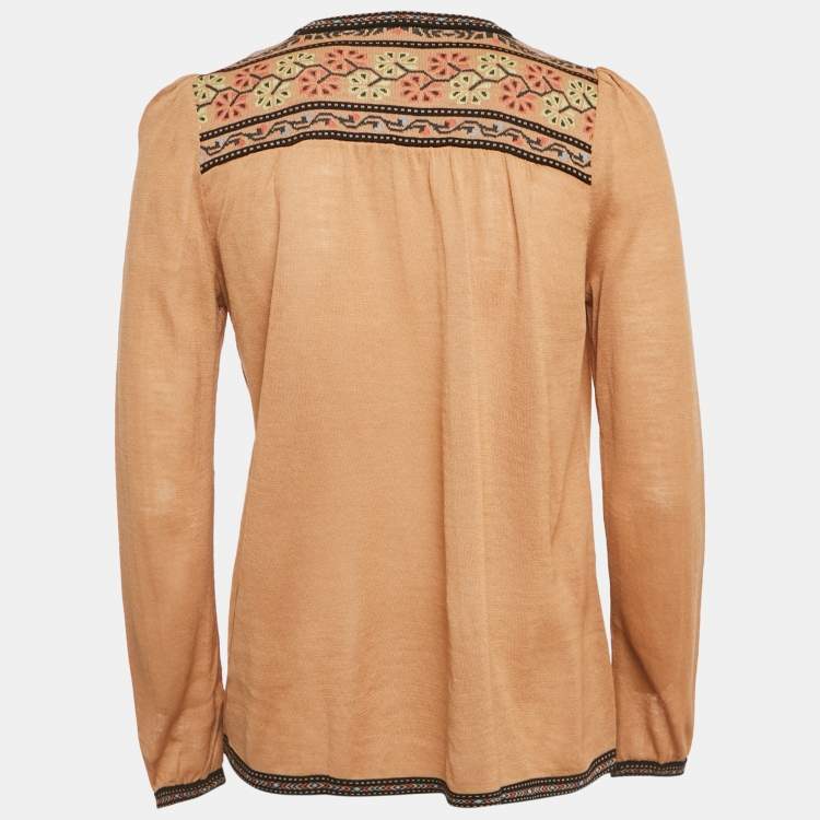Pre Owned M Missoni Beige Knit Full Sleeve Top S