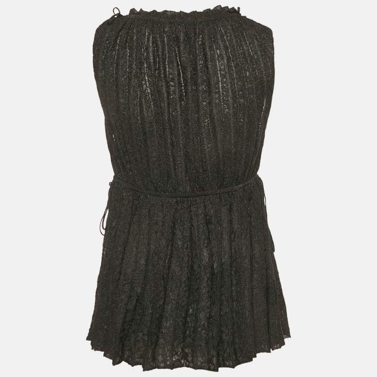 Pre Owned M Missoni Black Lurex Knit Sleeveless Tunic Top M