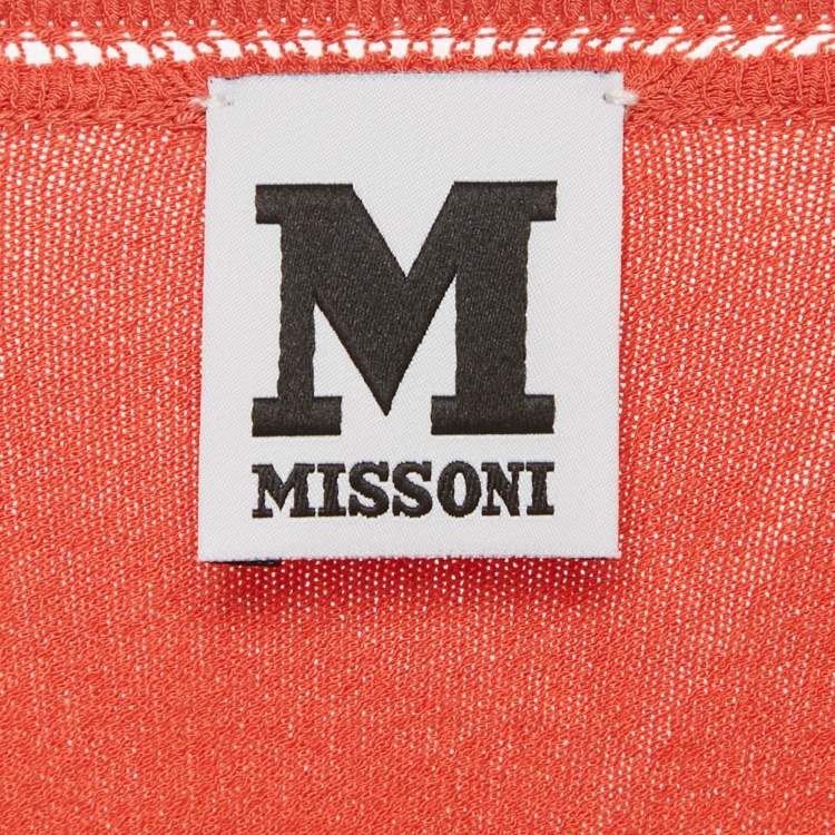 Pre Owned M Missoni Orange Stretch Knit Crewneck Sweatshirt L