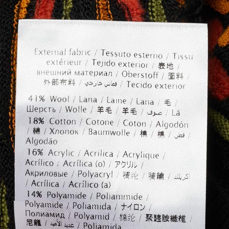 Pre Owned M Missoni Black/Orange Pointelle Knit Button Front Cardigan S