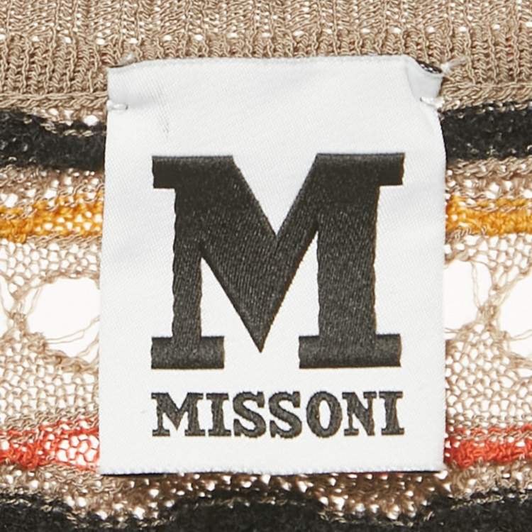 Pre Owned M Missoni Beige Pointelle Knit Button Front Cardigan M