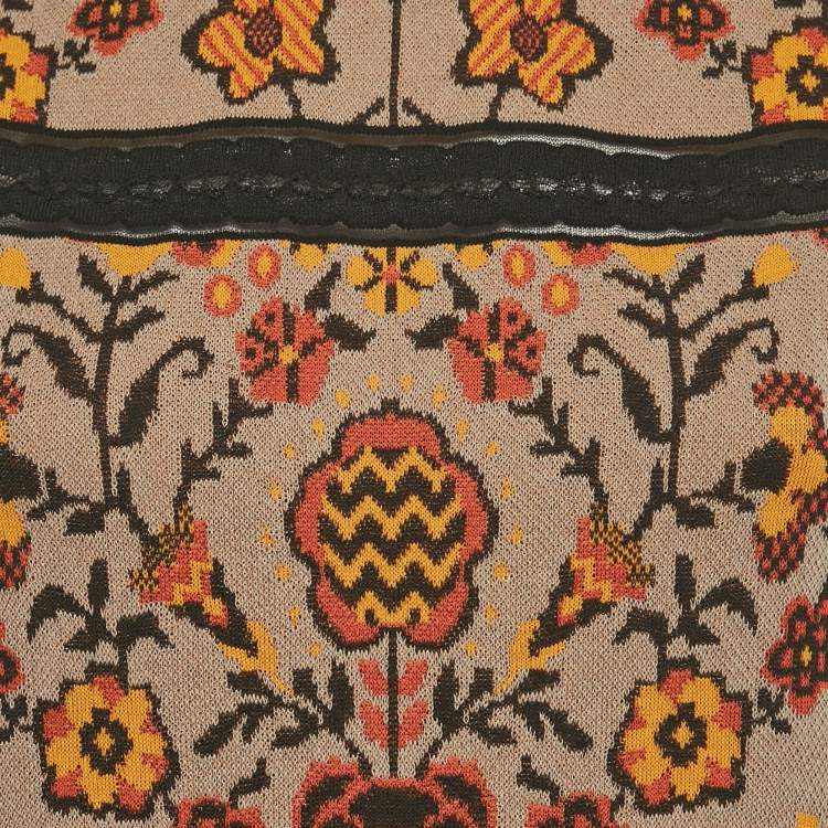 Pre Owned M Missoni Brown Floral Pattern Knit Sleeveless Top L