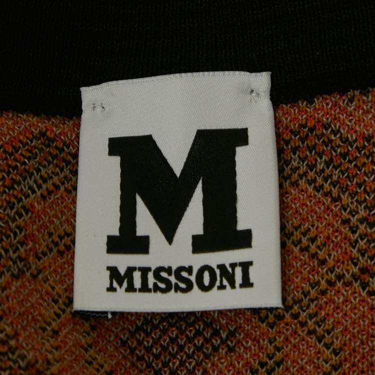 Pre Owned M Missoni Brown Floral Pattern Knit Sleeveless Top L
