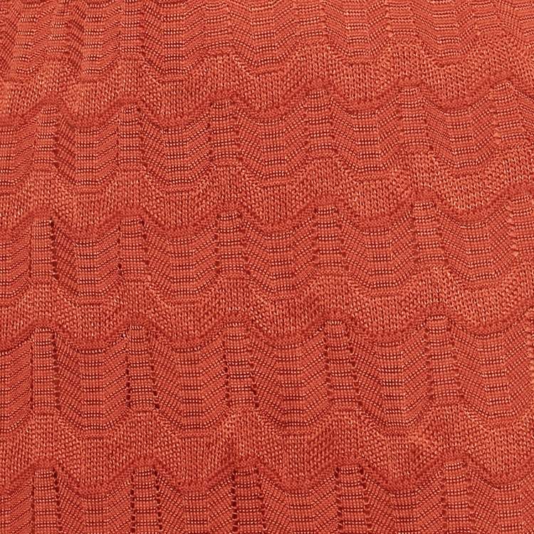 Pre Owned M Missoni Burnt Orange Patterned Knit Maxi Skirt L