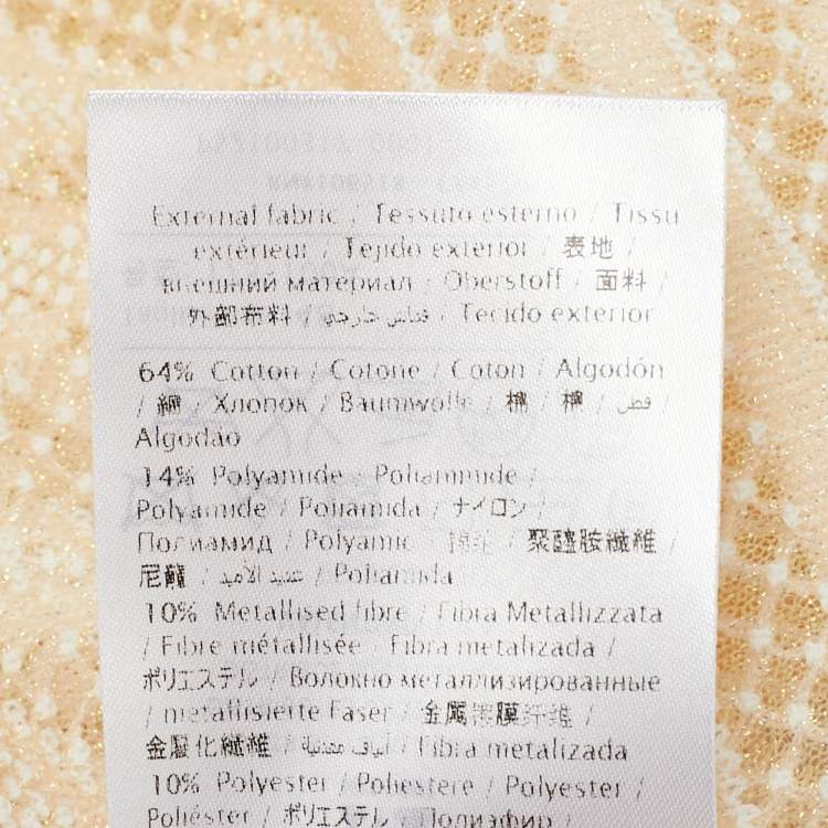 Pre Owned M Missoni White Seashell Pattern Lurex Knit V-Neck Top L