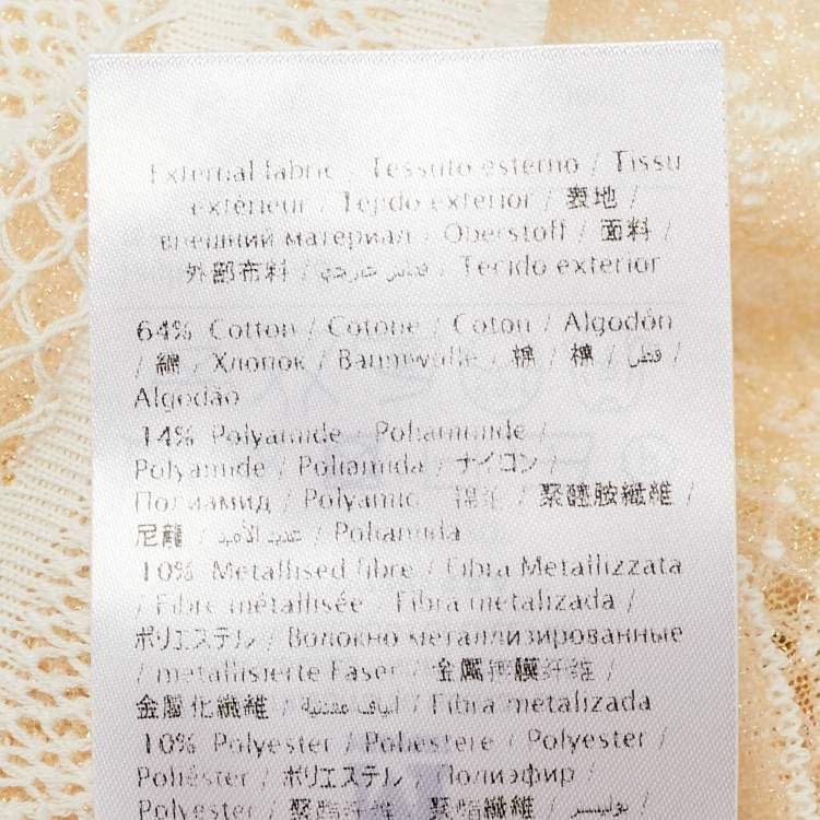 مملوكة مسبقًا M Missoni White Seashell Pattern Lurex Knit V-Neck Top L