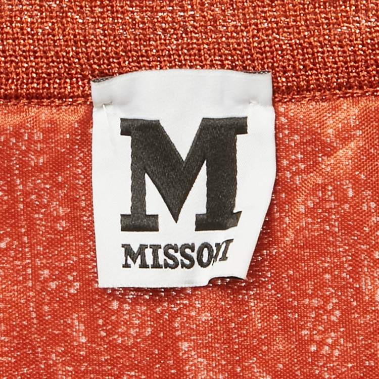 Pre Owned M Missoni Burnt Orange Patterned Lurex Knit Maxi Skirt L 