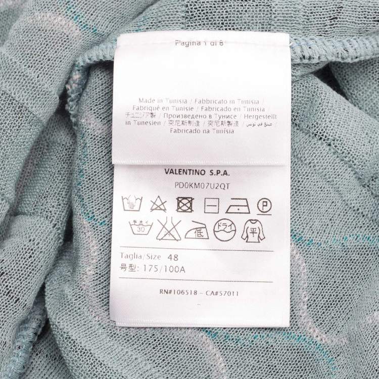 Pre Owned M Missoni Blue Patterned Sleeveless Tunic Top L