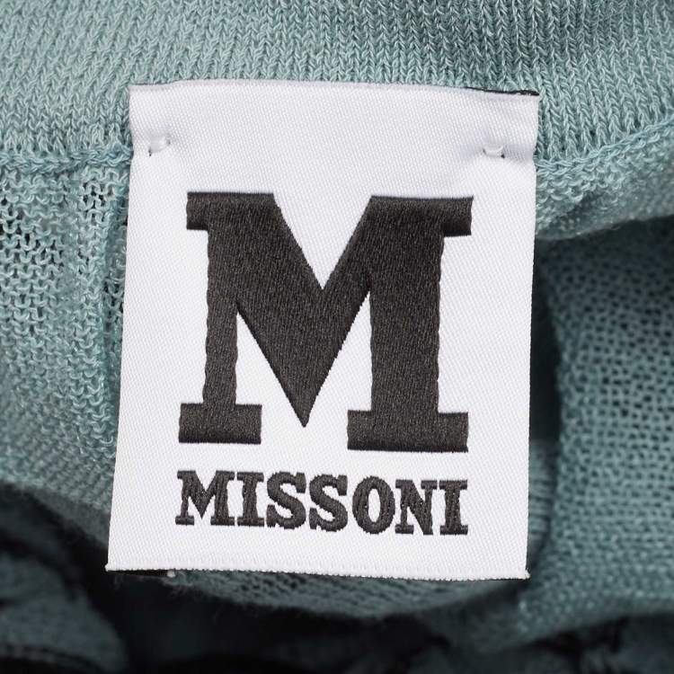 Pre Owned M Missoni Blue Patterned Sleeveless Tunic Top L