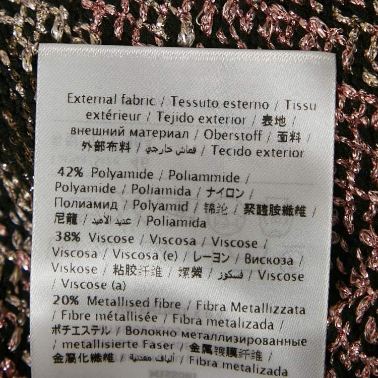 Pre Owned M Missoni Black Patterned Lurex Knit V-Neck Midi Dress L