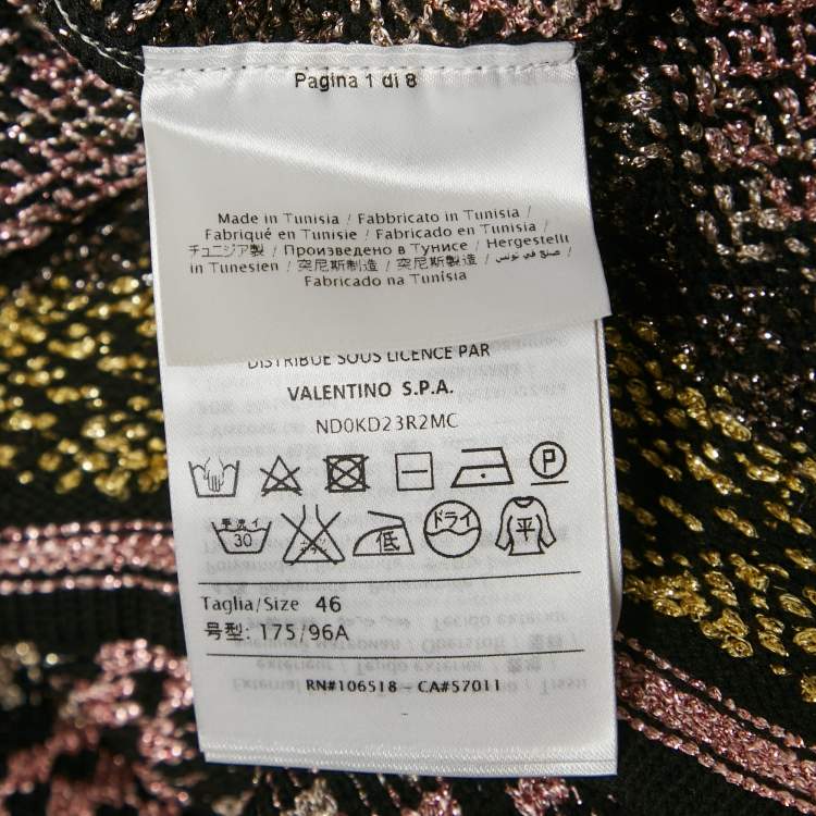 Pre Owned M Missoni Black Patterned Lurex Knit V-Neck Midi Dress L