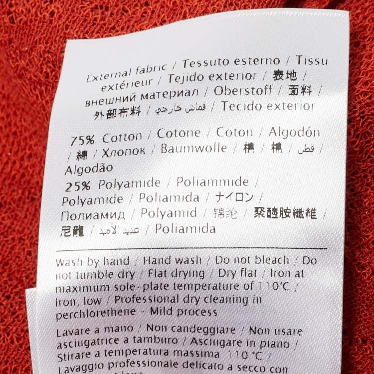 Pre Owned M Missoni Orange Floral Knit Flared Long Sleeve Top S