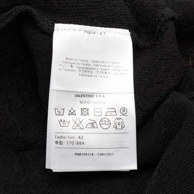 Pre Owned M Missoni Black Floral Knit Flared Long Sleeve Top M