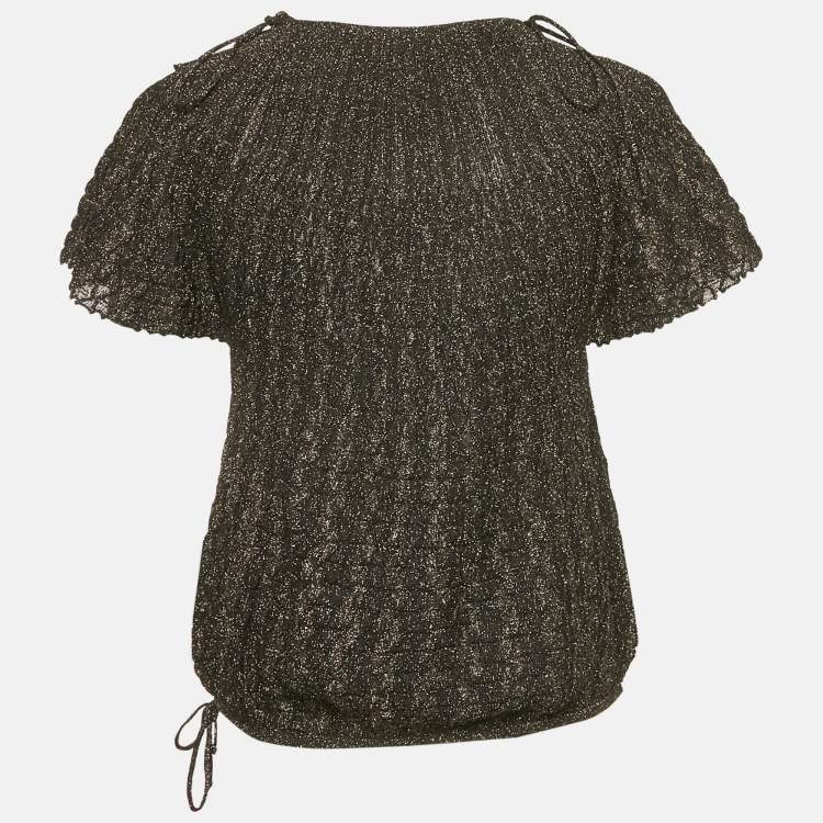 Pre Owned M Missoni Black Lurex Knit Short Sleeve Top M