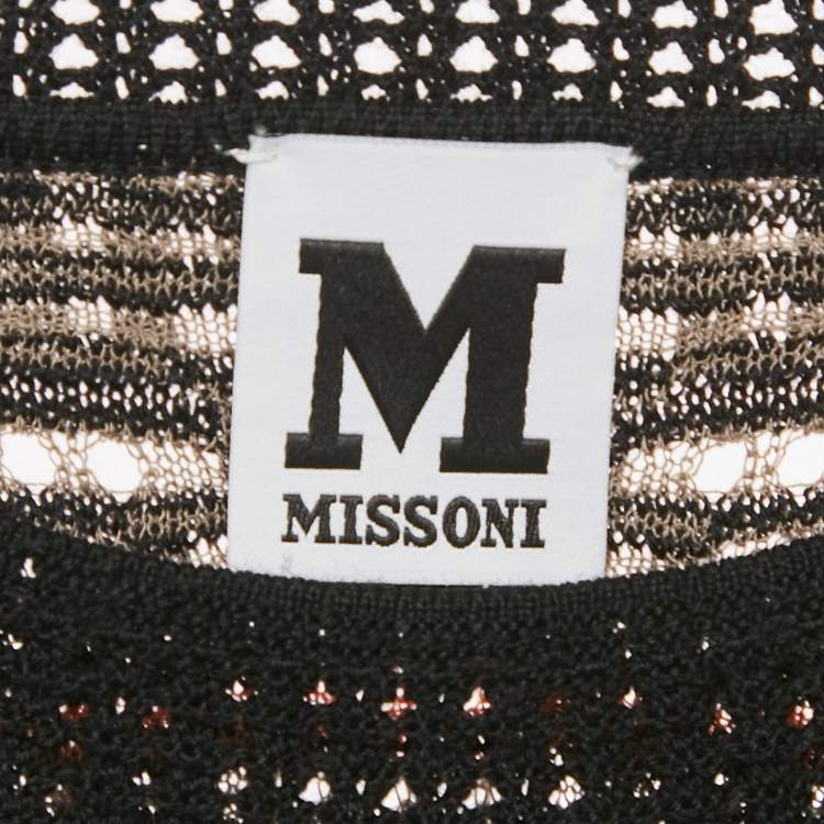 Pre Owned M Missoni Black/Orange Knit Sleeveless Top M