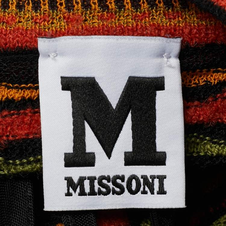 Pre Owned M Missoni Multicolor Patterned Knit Long Sleeve Midi Dress S