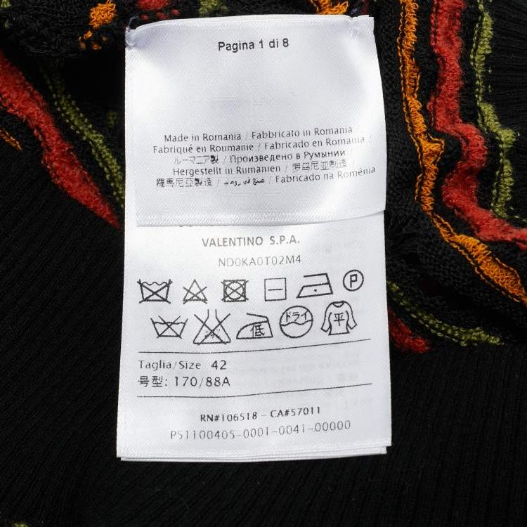 Pre Owned M Missoni Black Pointelle Knit Button Front Cardigan M