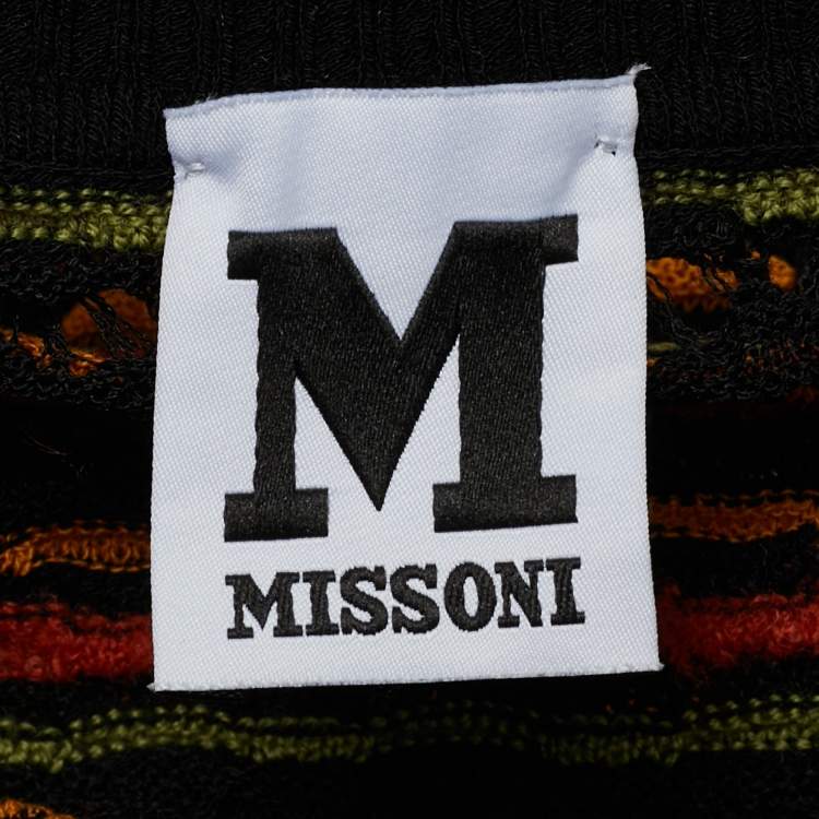 Pre Owned M Missoni Black Pointelle Knit Button Front Cardigan M