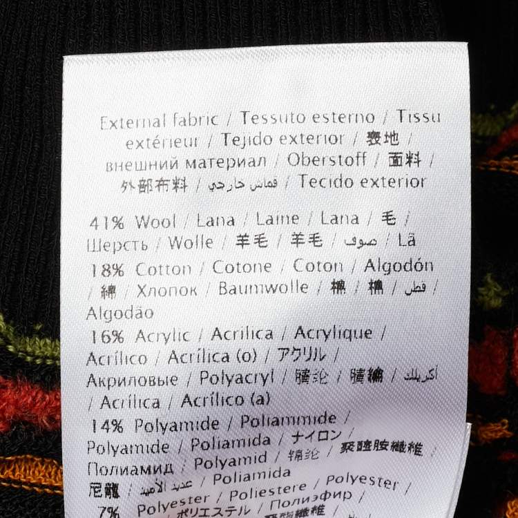 Pre Owned M Missoni Black Pointelle Knit Button Front Cardigan L