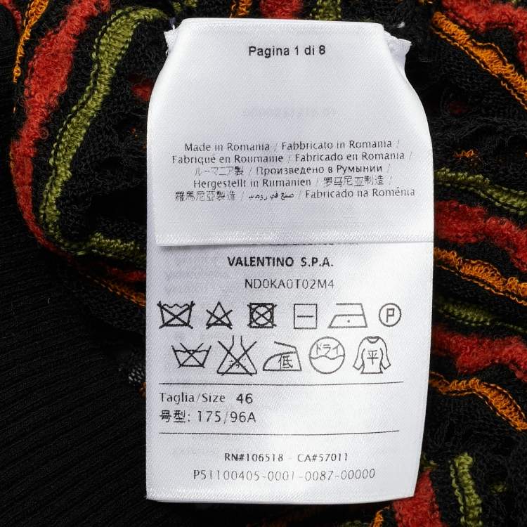 Pre Owned M Missoni Black Pointelle Knit Button Front Cardigan L