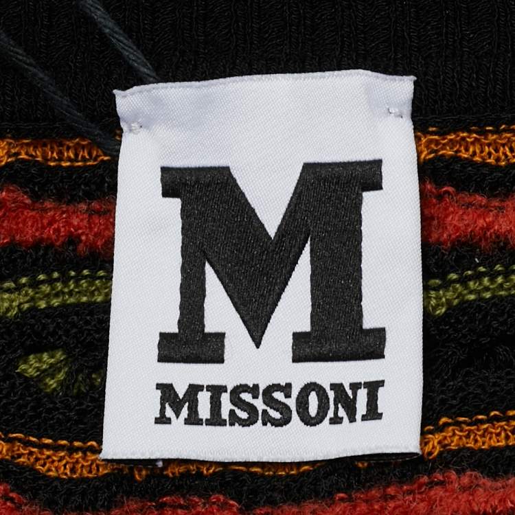 Pre Owned M Missoni Black Pointelle Knit Button Front Cardigan S