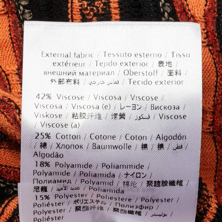 Pre Owned M Missoni Orange/Black Patterned Knit Full Sleeve Top L