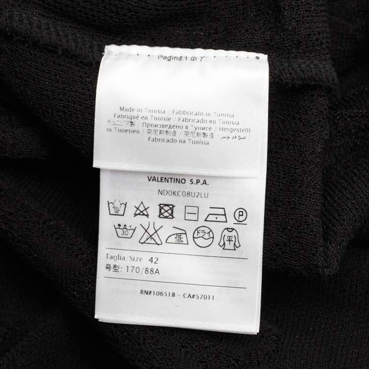 Pre Owned M Missoni Black Floral Knit Flared Long Sleeve Top M