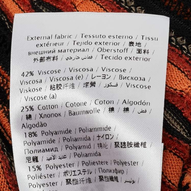 Pre Owned M Missoni Orange/Black Patterned Knit Full Sleeve Top L