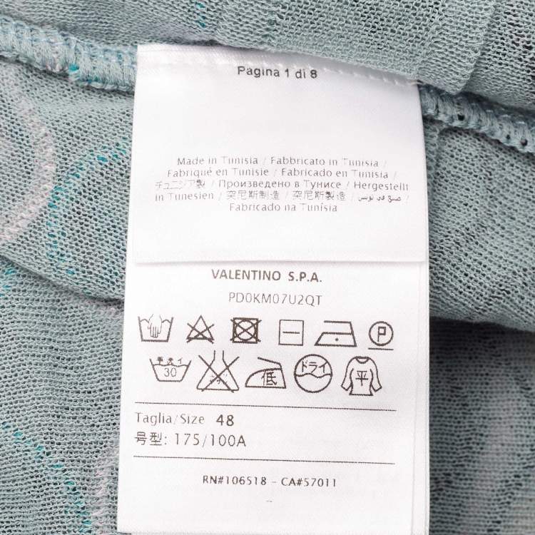 Pre Owned M Missoni Blue Patterned Knit V-Neck Flared Top L