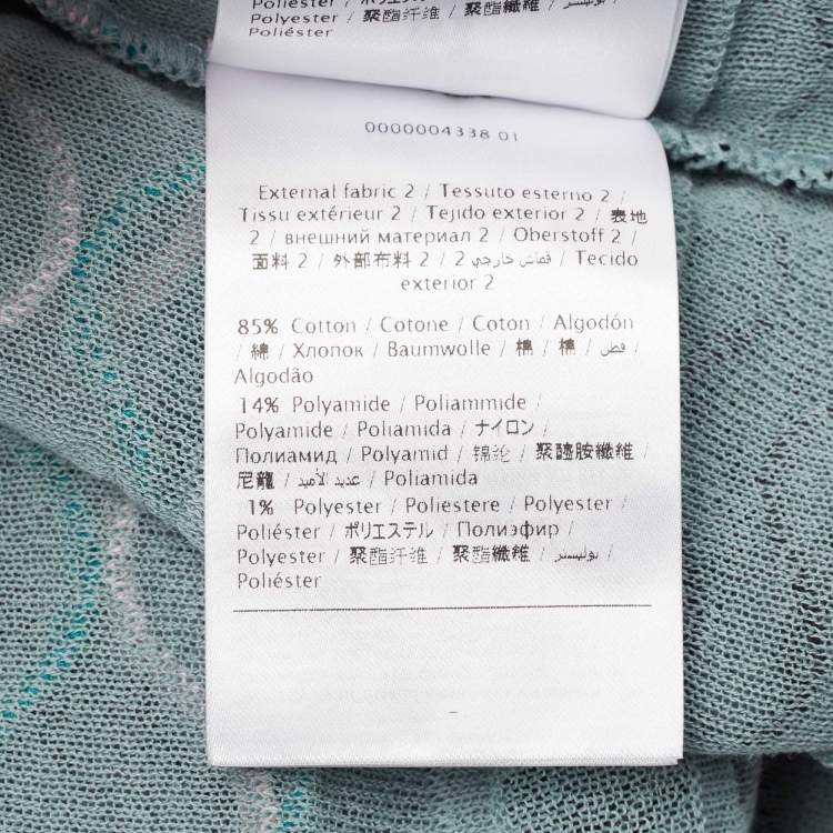 Pre Owned M Missoni Blue Patterned Knit V-Neck Flared Top L