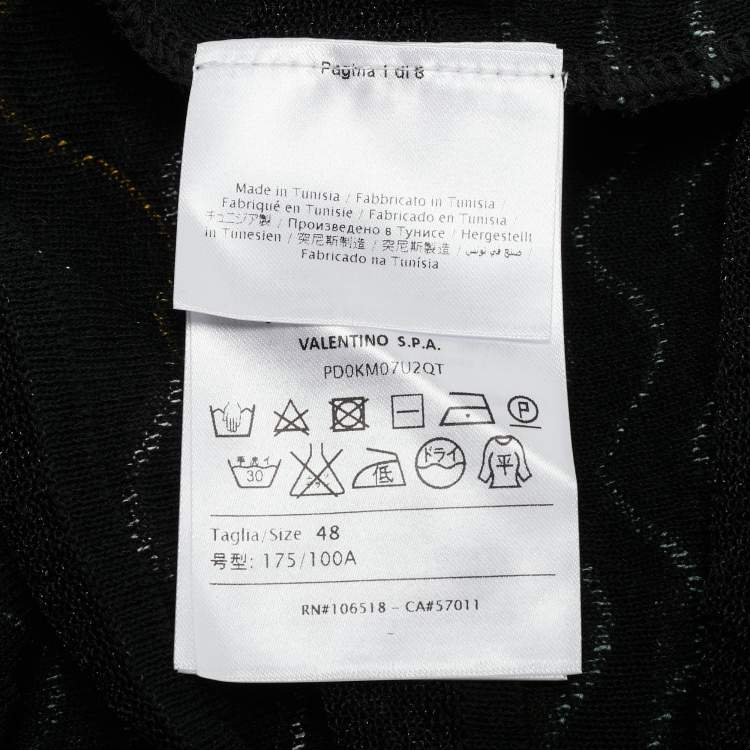 Pre Owned M Missoni Black Patterned Knit V-Neck Flared Top L