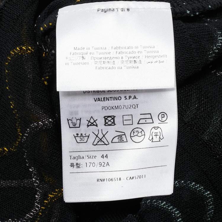 Pre Owned M Missoni Black Patterned Knit V-Neck Flared Top M